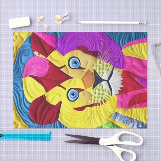 Kleiner Lion Cub quilt like Design Seidenpapier (Handwerk)