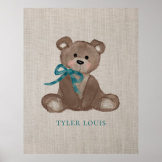 Kleiner Louie Teddybär Personalisierter Poster Dru