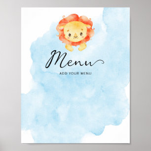 Kleiner Löwe Es ist ein Junge Wasserfarbe Blau Men Poster