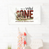 Kleiner Lumberjack Bär erster Geburtstag Willkomme Banner (Insitu)