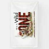 Kleiner Lumberjack Bär erster Geburtstag Willkomme Banner (Vertikal)