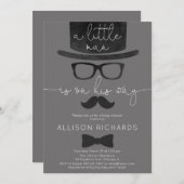 Kleiner Mann Baby Dusche grau weiß Einladung (Vorne/Hinten)