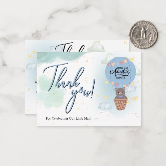Kleiner Mann Baby Shower danke Mitteilungskarte (Vorderseite/Rückseite Beispiel)