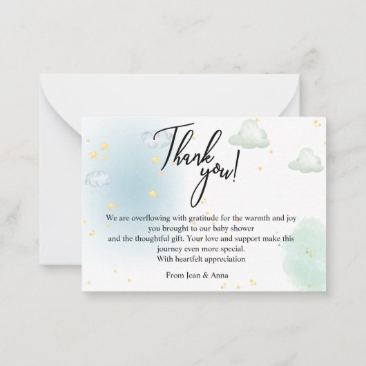 Kleiner Mann Baby Shower danke Mitteilungskarte (Rückseite)