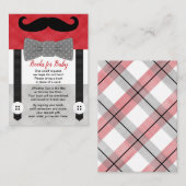 kleiner Mann Babydusche Junge Rot Graue Buchanfrag Begleitkarte (Vorne/Hinten)