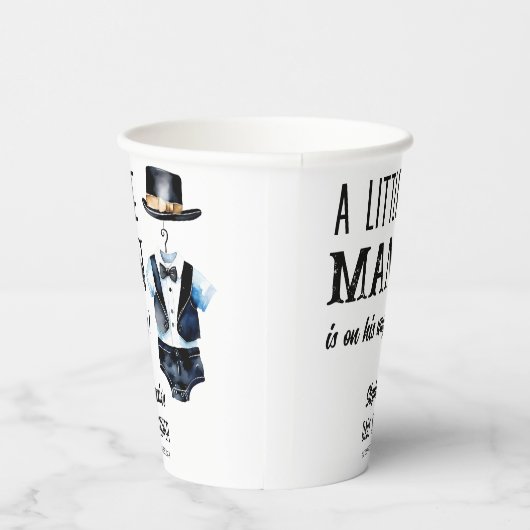 Kleiner Mann Babydusche schwarze Tuxedo mit Monogr Pappbecher (Rechts)