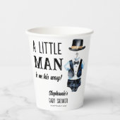 Kleiner Mann Babydusche schwarze Tuxedo mit Monogr Pappbecher (Vorderseite)