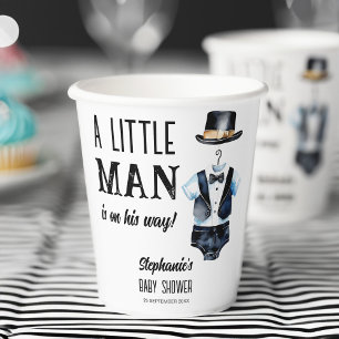 Kleiner Mann Babydusche schwarze Tuxedo mit Monogr Pappbecher