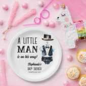 Kleiner Mann Babydusche schwarze Tuxedo mit Monogr Pappteller (Party)