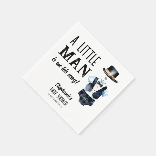 Kleiner Mann Babydusche schwarze Tuxedo mit Monogr Serviette (Ecke)