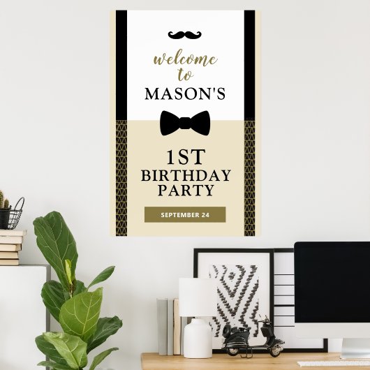 Kleiner Mann Begrüßungsschild, Junge Geburtstag Poster (Heimbüro)