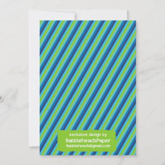 Kleiner Mann-blaue und grüne 1. Einladung (Rückseite)