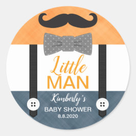Kleiner Mann Bogen Krawatte Orangensevy Babydusche Runder Aufkleber