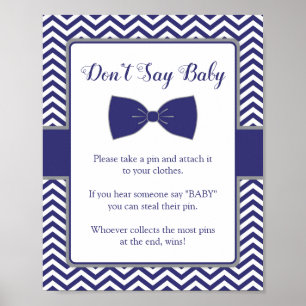 Kleiner Mann Bow Krawatte Babydusche Sage kein Bab Poster