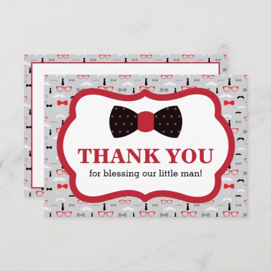 Kleiner Mann danke Ihnen Karte, rot, schwarz, Kraw (Vorne/Hinten)