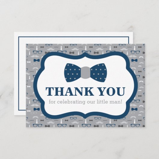 Kleiner Mann Danke Karte, Bow Krawatte, Marine, Gr (Vorne/Hinten)