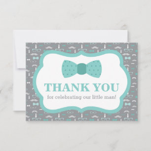 Kleiner Mann, danke Karte, Bow Krawatte, Turqoise,