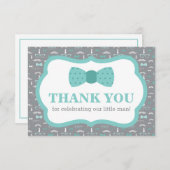 Kleiner Mann, danke Karte, Bow Krawatte, Turqoise, (Vorne/Hinten)