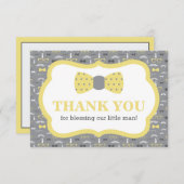 Kleiner Mann Danke Karte, gelb und grau (Vorne/Hinten)