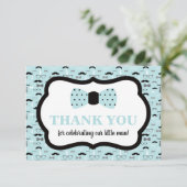 Kleiner Mann, danke Karte, Krawatte, blau, schwarz Einladung (Stehend Vorderseite)