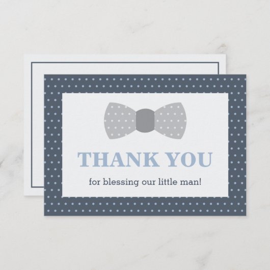 Kleiner Mann, danke Karte, Navy Blue, Grau (Vorne/Hinten)