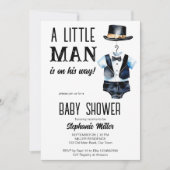 Kleiner Mann Dusche schwarze Tuxedo und ein Hut Einladung (Vorderseite)