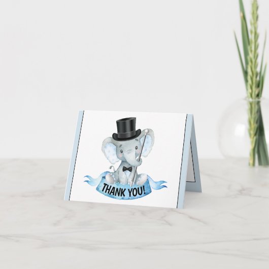 Kleiner Mann Elephant Babydusche Danke Karten (Vorderseite)