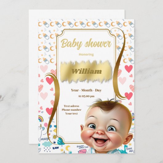 Kleiner Mann in Sicht! Einladung (Vorne/Hinten)