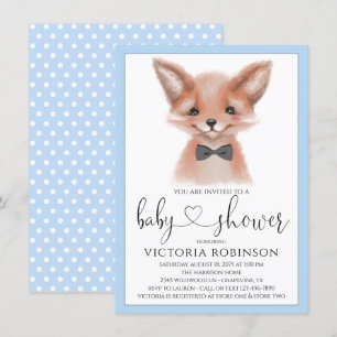 Kleiner Mann Junge Wald Fuchs Baby Shower Einladung