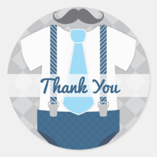 Kleiner Mann Krawatte Navy Blau Grau Baby Shower Runder Aufkleber