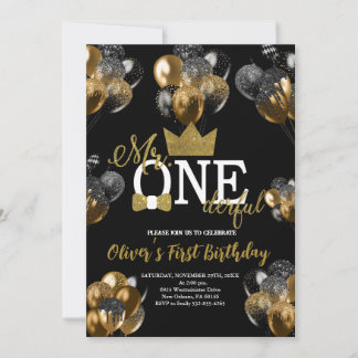 Kleiner Mann, Mr. One-derful Birthday, Balloons Einladung