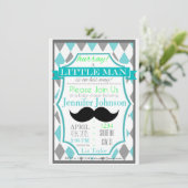 Kleiner Mann Mustache Babydusche Einladungen (Stehend Vorderseite)