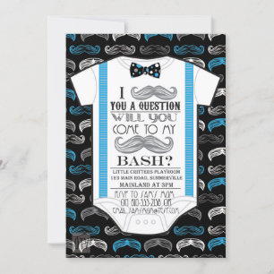 Kleiner Mann / Mustache Bash Babydusche Einladung