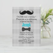 Kleiner Mann Mustache Erster Geburtstag Einladung (Stehend Vorderseite)