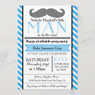 Kleiner Mann Mustache Kinderdusche Einladung