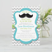 Kleiner Mann Mustache Kinderdusche Einladung (Stehend Vorderseite)