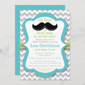 Kleiner Mann Mustache Kinderdusche Einladung (Vorne/Hinten)