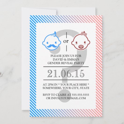 Kleiner Mann oder kleine Miss Gender Reveal Einladung (Vorderseite)