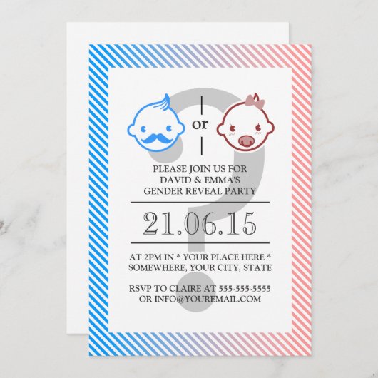 Kleiner Mann oder kleine Miss Gender Reveal Einladung (Vorne/Hinten)