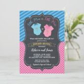 Kleiner Mann oder kleines Fräulein Baby Gender Einladung (Stehend Vorderseite)