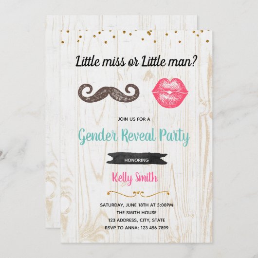 Kleiner Mann oder wenig vermisst Geschlecht offenb Einladung (Vorne/Hinten)