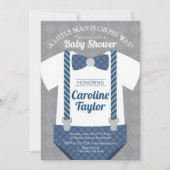 Kleiner Mann Outfit Babydusche Einladung (Vorderseite)
