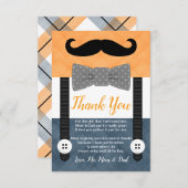 Kleiner Mann Schnurrbart Orangennacht Junge Dusche Dankeskarte (Vorne/Hinten)