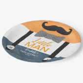 Kleiner Mann Schnurrbart Orangennacht Junge Dusche Pappteller (Schrägansicht)