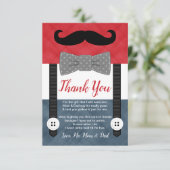 Kleiner Mann Schnurrbart rote Marinejunge Babydusc Dankeskarte (Stehend Vorderseite)