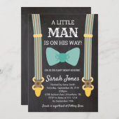 Kleiner Mann Suspender Baby Dusche Boy Baby Dusche Einladung (Vorne/Hinten)