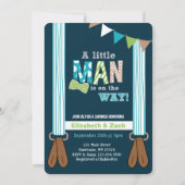 Kleiner Mann Suspender Kinderdusche Einladung (Vorderseite)