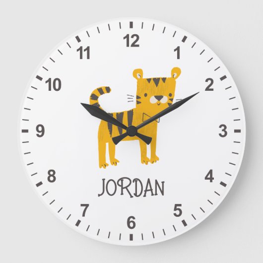 Kleiner Mann | Tiger Bow Krawatte Große Wanduhr (Vorderseite)