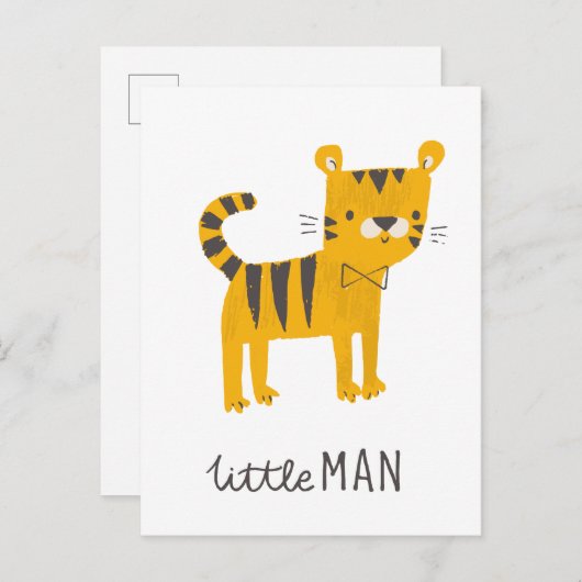 Kleiner Mann | Tiger Bow Krawatte Postkarte (Vorne/Hinten)