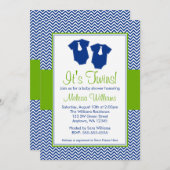 Kleiner Mann-Zickzack blaues Grün paart Einladung (Vorne/Hinten)